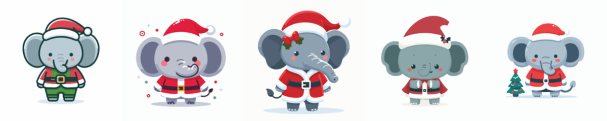 cute elephant vector in Christmas costume