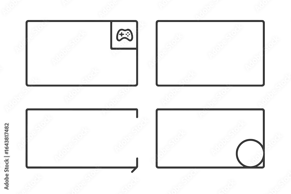 Poster blank screens for gaming setup featuring designs for layout and interface adjustments in a digital s