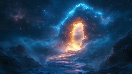Glowing portal in cosmic space