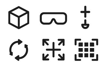 Fototapeta premium Set of simple line icons representing tools for design and 3D modeling in digital environments