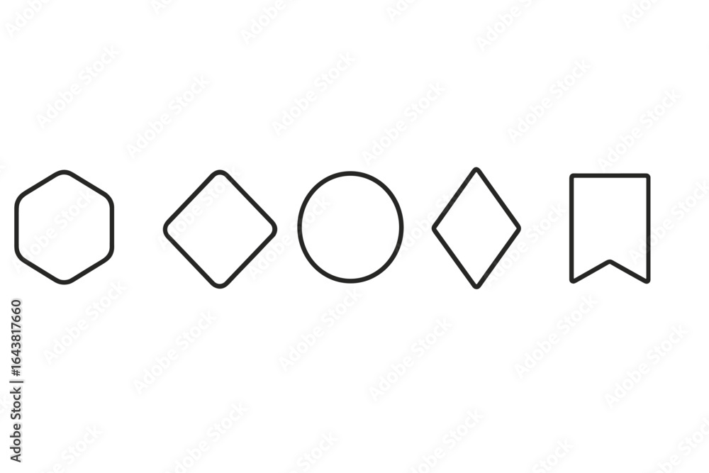 Aufkleber various geometric shapes arranged in a line showcasing diversity in design and form