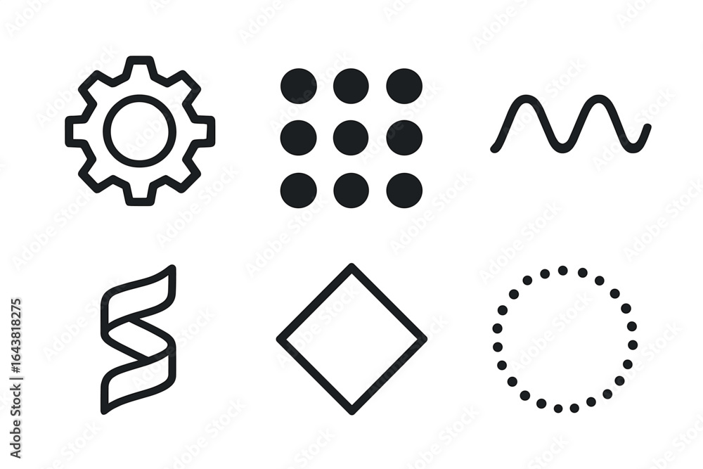 Aufkleber various geometric shapes and patterns showcased in a minimalist design for graphic projects or prese