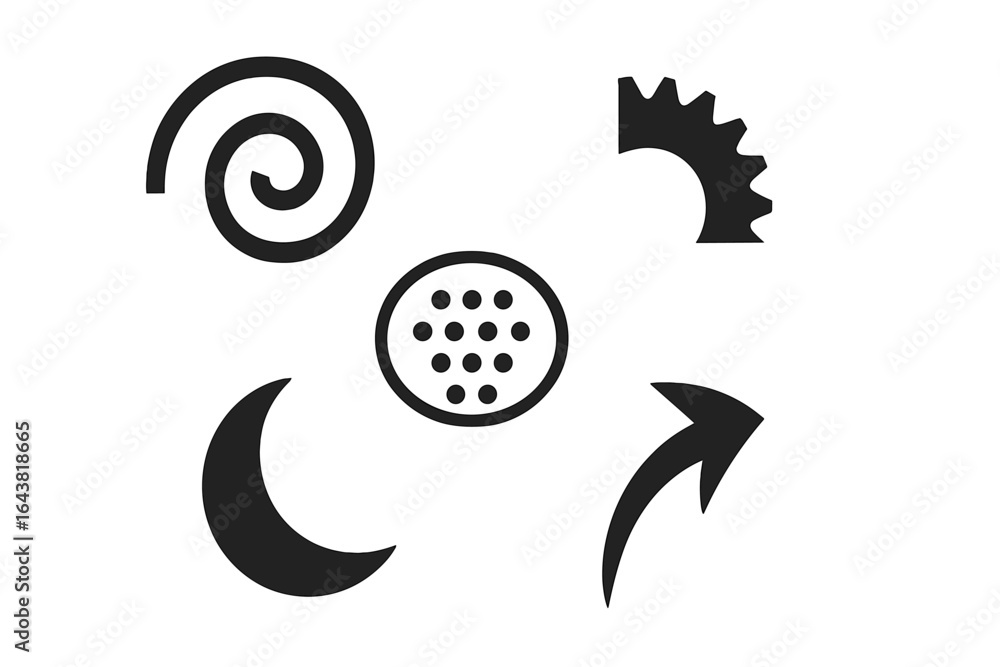 Aufkleber black and white abstract symbols representing various design elements and shapes in creative composi
