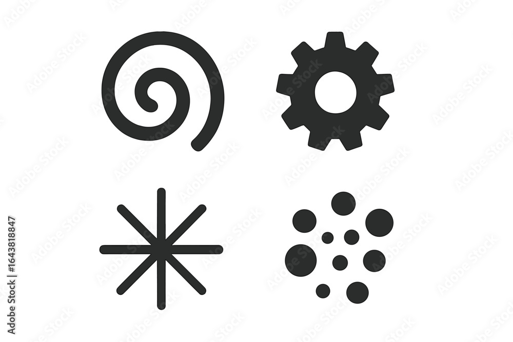 Poster unique abstract shapes and patterns in black and white showcasing creative design elements for graph