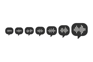 Sound wave icons representing audio communication in various stages of visualization during digital design