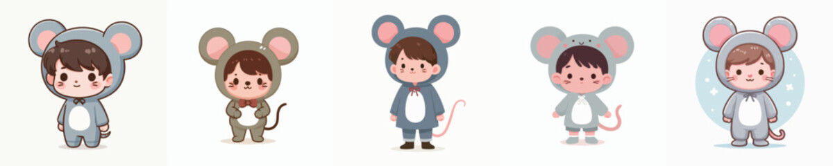 vector of a child in a mouse costume