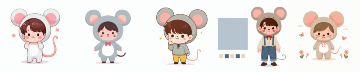vector of a child in a mouse costume