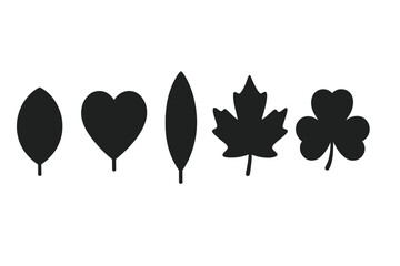 Various leaf shapes in black silhouette showcasing nature's diversity and beauty
