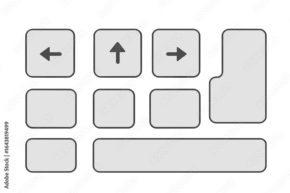 Poster keyboard symbol layout used in digital interfaces for navigation and commands