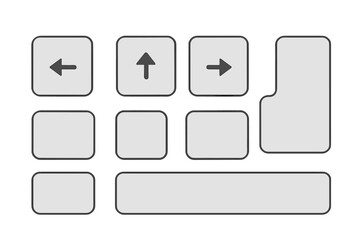 Keyboard symbol layout used in digital interfaces for navigation and commands