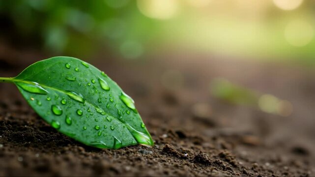 An approximate look at delicate plant sprouts in fertile soil with soft sunlight, natural botanical style, growth concept, agriculture and stability, is great for agricultural shares and formation