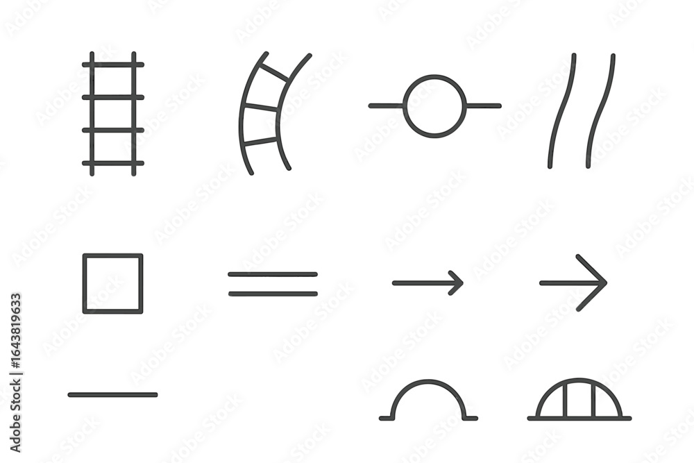 Aufkleber symbols representing various shapes and directions useful for design and mapping applications
