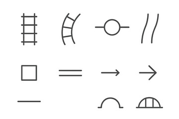 Symbols representing various shapes and directions useful for design and mapping applications