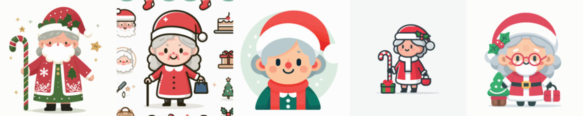 vector grandmother dressed in christmas