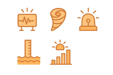 Health monitoring and emergency alert system icons showcasing various medical and environmental measurements