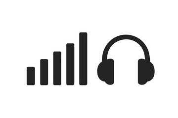 Soundlevel indicators and headphones represent audio technology in a modern design