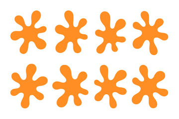 Bright orange blob shapes arranged in two rows against a white background for creative design purposes