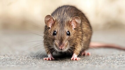 A brown rat with a white background.