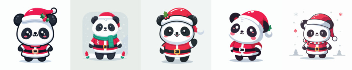 cute panda vector in Christmas costume