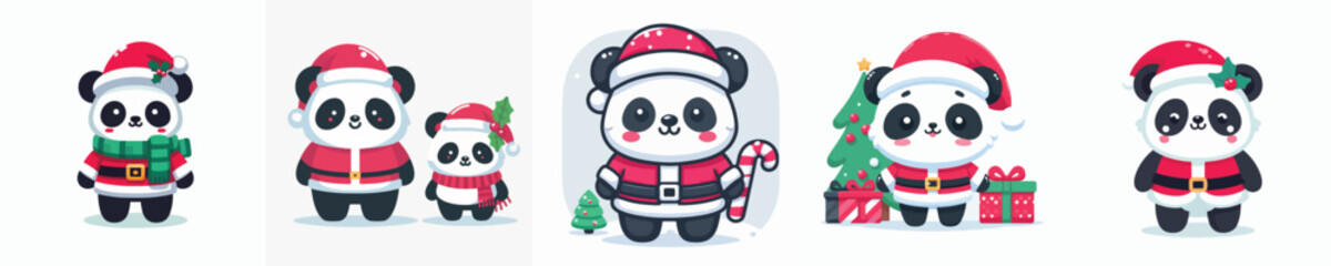 cute panda vector in Christmas costume