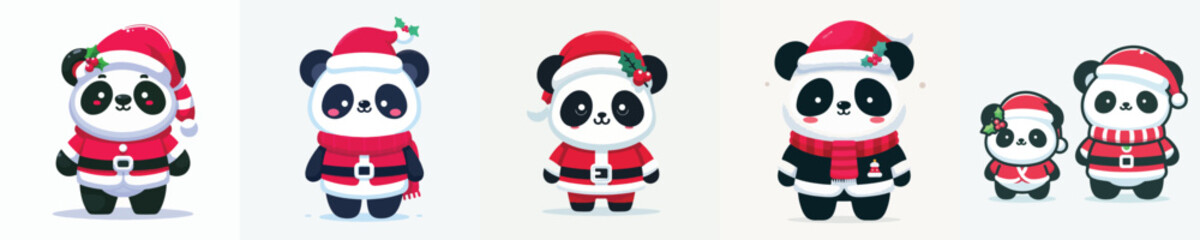 cute panda vector in Christmas costume
