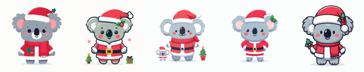 cute koala vector in Christmas costume