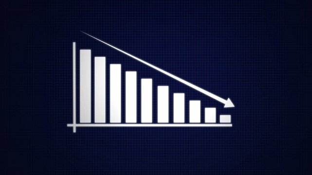 abstract decreasing business graph chart animation. bad economy recession graph chart.