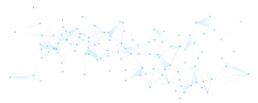 Blue white abstract polygon connection mesh digital technology futuristic communication high tech concept dots lines connect network background. 