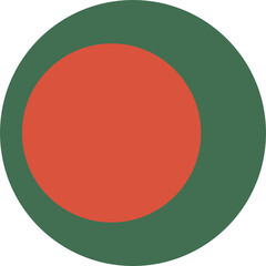 Bangladesh flag. National flag of Bangladesh, red and green colors. Flag circle icon. Standard colour. Round flag.