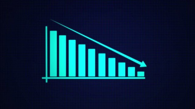 abstract decreasing business graph chart animation. bad economy recession graph chart.