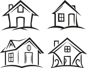 Hand drawn house icon vector illustration. Home icon. Real estate house icon