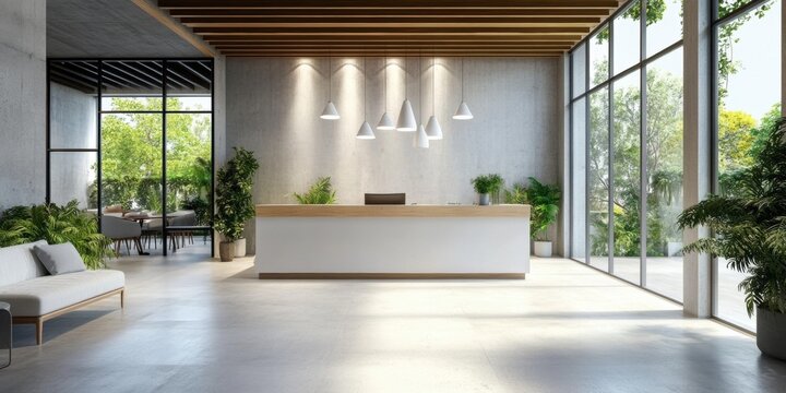 Contemporary Office Reception Room Interior with Stylish Furniture Modern concept