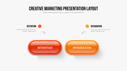 Obraz premium Digital Plan Presentation Layout Vector Illustration. Company Campaign 2 Option Infographic Slideshow Template. Financial Launch Two Step Diagram Frame Design.