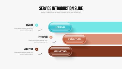 Enterprise Growth 3 Step Infographic Slideshow Design. Professional Development Presentation Template Vector Illustration. Project Overview Three Element Diagram Slide Layout.