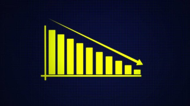 abstract decreasing business graph chart animation. bad economy recession graph chart.