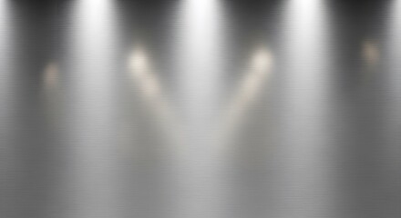 Bright Spotlights Illuminating Empty Gray Wall in Modern Studio Setting