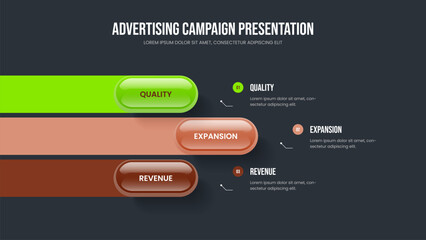 Professional Plan Frame Layout Vector Illustration. Consulting Proposal Three Element Infographic Slide Template. Marketing Overview 3 Step Diagram Slideshow Design.