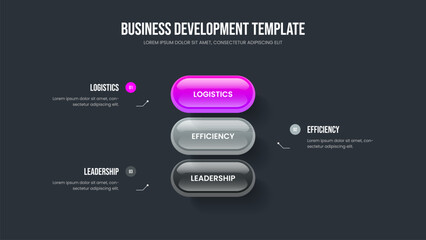 Fototapeta premium Consulting Overview 3 Option Infographic Frame Template. Modern Development Three Step Diagram Presentation Layout. Professional Portfolio Slide Design Vector Illustration.