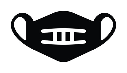 Black Silhouette of a Face Mask with Ear Loops and Vertical Lines
