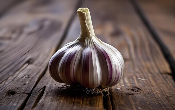 A close-up of one garlic on the table