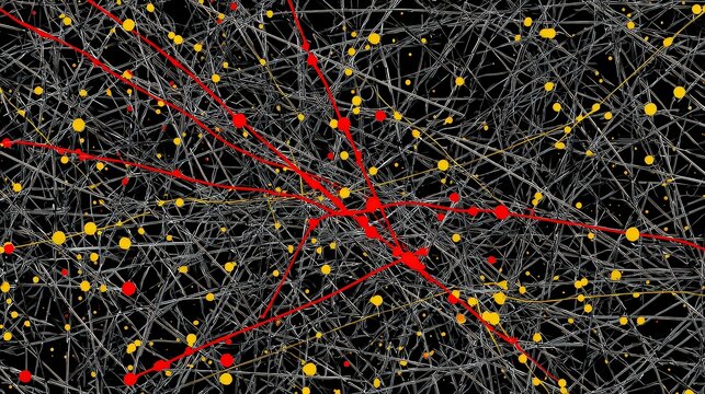 Abstract Design With Red And Yellow Dots On Black Background