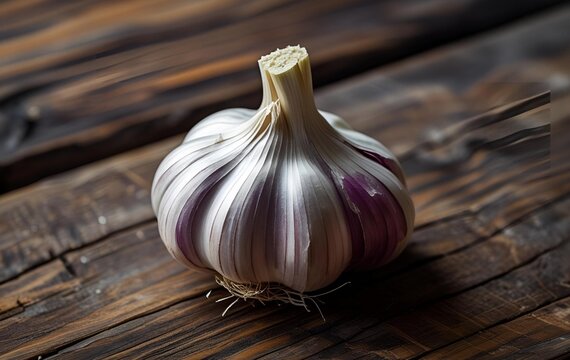 A close-up of one garlic on the table