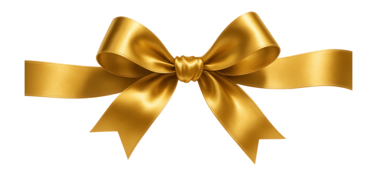 Golden gift ribbon with a bow tied in the center.