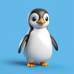 Obraz premium Gentle Penguin on Blue Background