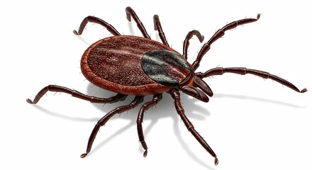 Obraz premium Artistic Tick with Prominent Limbs Isolated on White Backdrop