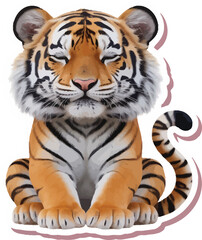 Obraz premium Majestic Tiger Sitting Eyes Closed With Peaceful Expression Illustration