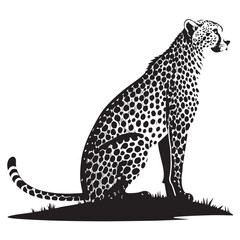 black cheetah Silhouette Vector, High Quality Illustration on White Background