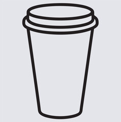 line art of a paper cup silhouette vector art illustration, paper trash can