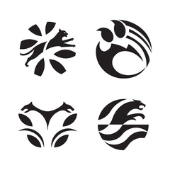 Leaping Tiger Silhouette Logo Vector Design