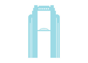 青いシルエットの大阪梅田スカイビルイラスト